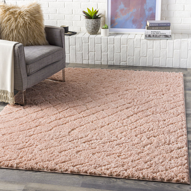 Ivy Bronx Adina Power Loom Performance Pale Pink/Cream Rug Wayfair
